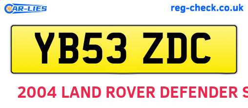 YB53ZDC are the vehicle registration plates.