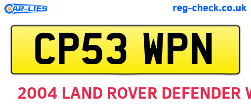 CP53WPN are the vehicle registration plates.