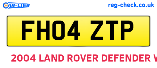 FH04ZTP are the vehicle registration plates.