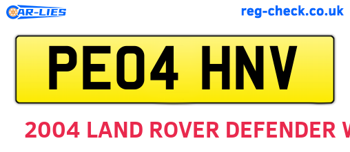 PE04HNV are the vehicle registration plates.