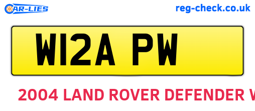 W12APW are the vehicle registration plates.