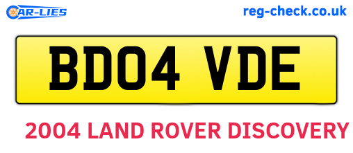 BD04VDE are the vehicle registration plates.