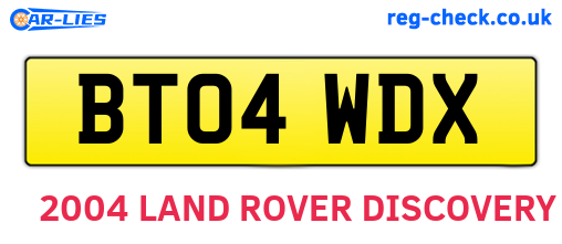 BT04WDX are the vehicle registration plates.