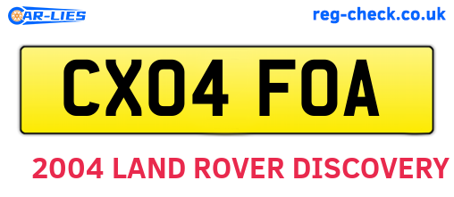 CX04FOA are the vehicle registration plates.