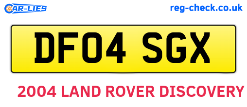 DF04SGX are the vehicle registration plates.