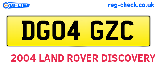 DG04GZC are the vehicle registration plates.