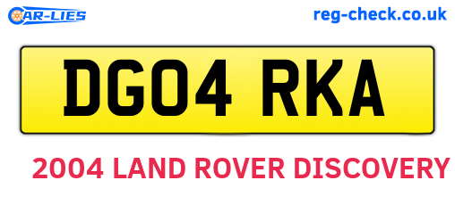 DG04RKA are the vehicle registration plates.