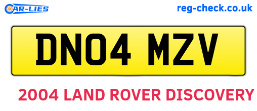 DN04MZV are the vehicle registration plates.