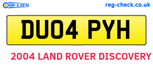 DU04PYH are the vehicle registration plates.