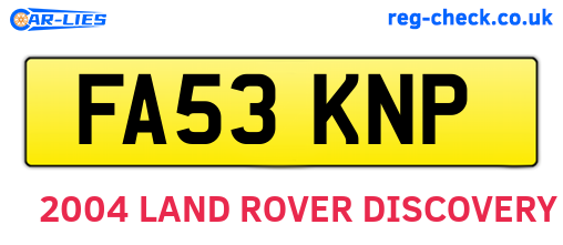 FA53KNP are the vehicle registration plates.