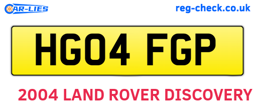 HG04FGP are the vehicle registration plates.