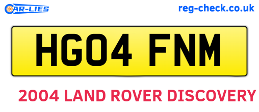 HG04FNM are the vehicle registration plates.