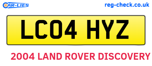 LC04HYZ are the vehicle registration plates.