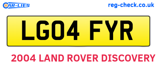 LG04FYR are the vehicle registration plates.