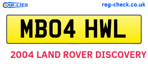 MB04HWL are the vehicle registration plates.