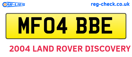 MF04BBE are the vehicle registration plates.
