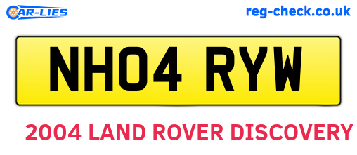 NH04RYW are the vehicle registration plates.