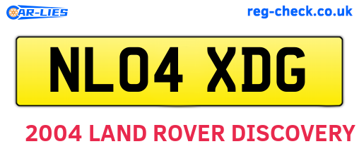 NL04XDG are the vehicle registration plates.