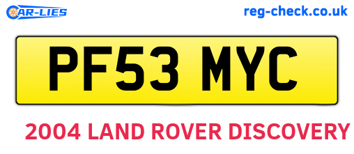 PF53MYC are the vehicle registration plates.