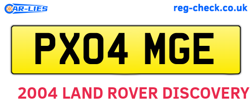 PX04MGE are the vehicle registration plates.