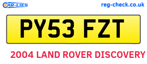 PY53FZT are the vehicle registration plates.