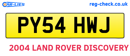 PY54HWJ are the vehicle registration plates.