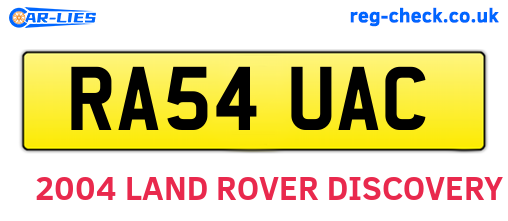 RA54UAC are the vehicle registration plates.
