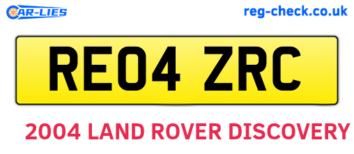 RE04ZRC are the vehicle registration plates.