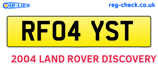 RF04YST are the vehicle registration plates.