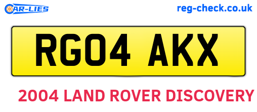 RG04AKX are the vehicle registration plates.