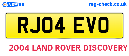 RJ04EVO are the vehicle registration plates.