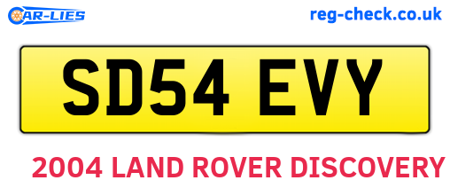 SD54EVY are the vehicle registration plates.