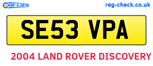 SE53VPA are the vehicle registration plates.