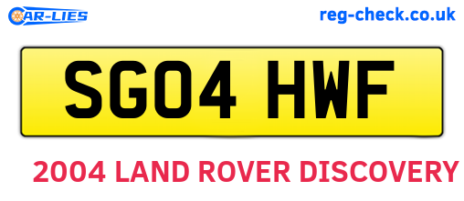 SG04HWF are the vehicle registration plates.