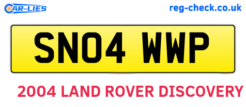 SN04WWP are the vehicle registration plates.