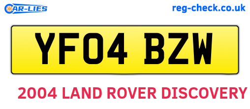 YF04BZW are the vehicle registration plates.