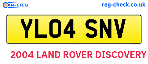 YL04SNV are the vehicle registration plates.