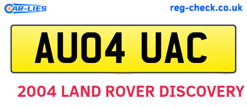 AU04UAC are the vehicle registration plates.