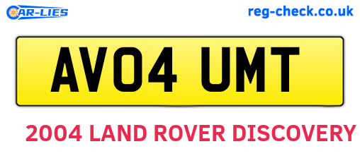 AV04UMT are the vehicle registration plates.