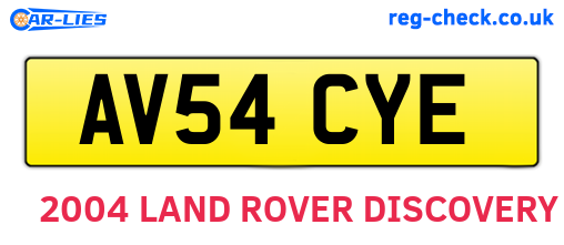 AV54CYE are the vehicle registration plates.