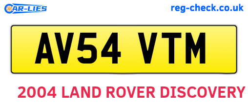 AV54VTM are the vehicle registration plates.