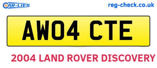 AW04CTE are the vehicle registration plates.