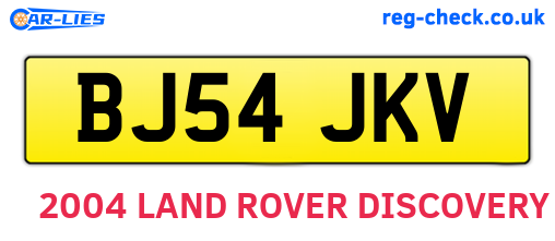 BJ54JKV are the vehicle registration plates.