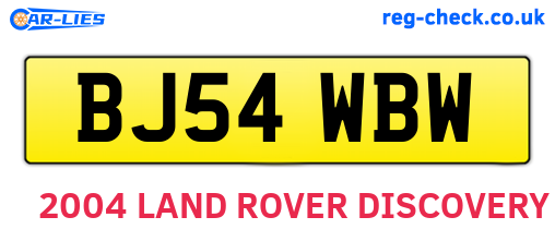 BJ54WBW are the vehicle registration plates.