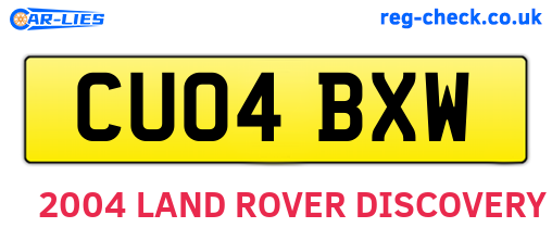 CU04BXW are the vehicle registration plates.