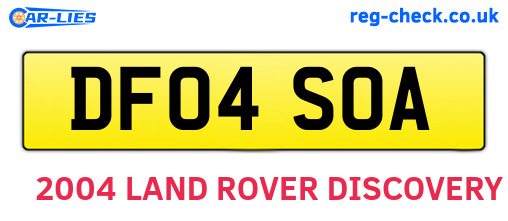 DF04SOA are the vehicle registration plates.