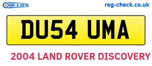 DU54UMA are the vehicle registration plates.