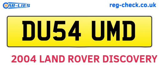 DU54UMD are the vehicle registration plates.