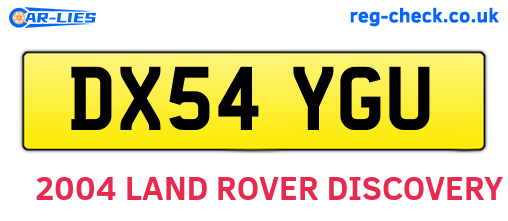 DX54YGU are the vehicle registration plates.