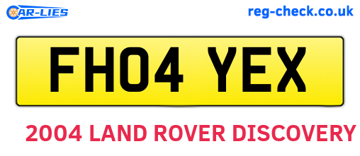 FH04YEX are the vehicle registration plates.